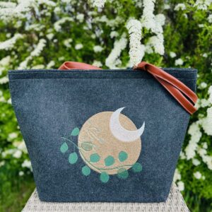 SOFORTKAUF Shopper dunkelgrau gold/grün