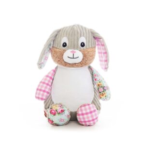 Kuschelhase rosa mit Raschelohren bestickt
